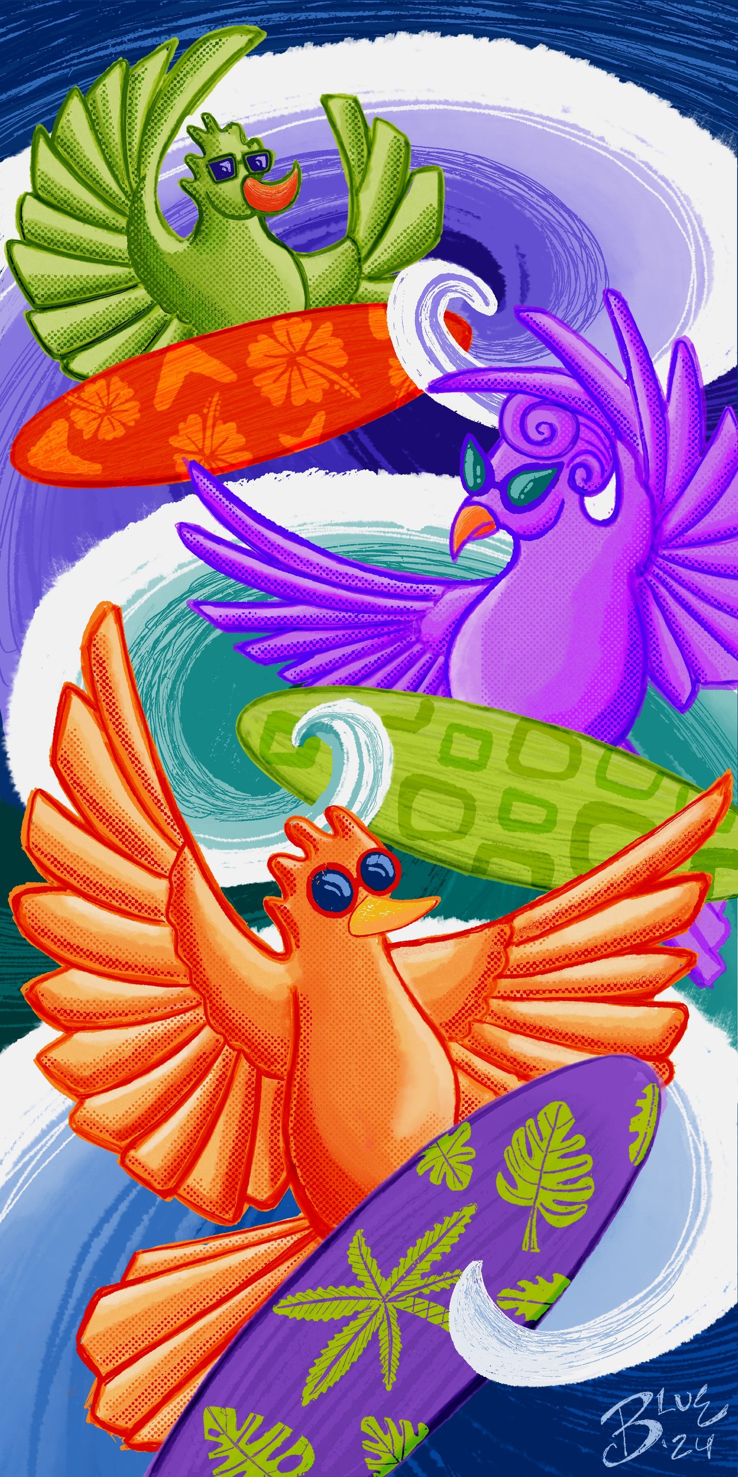 Surfin' Birds Print